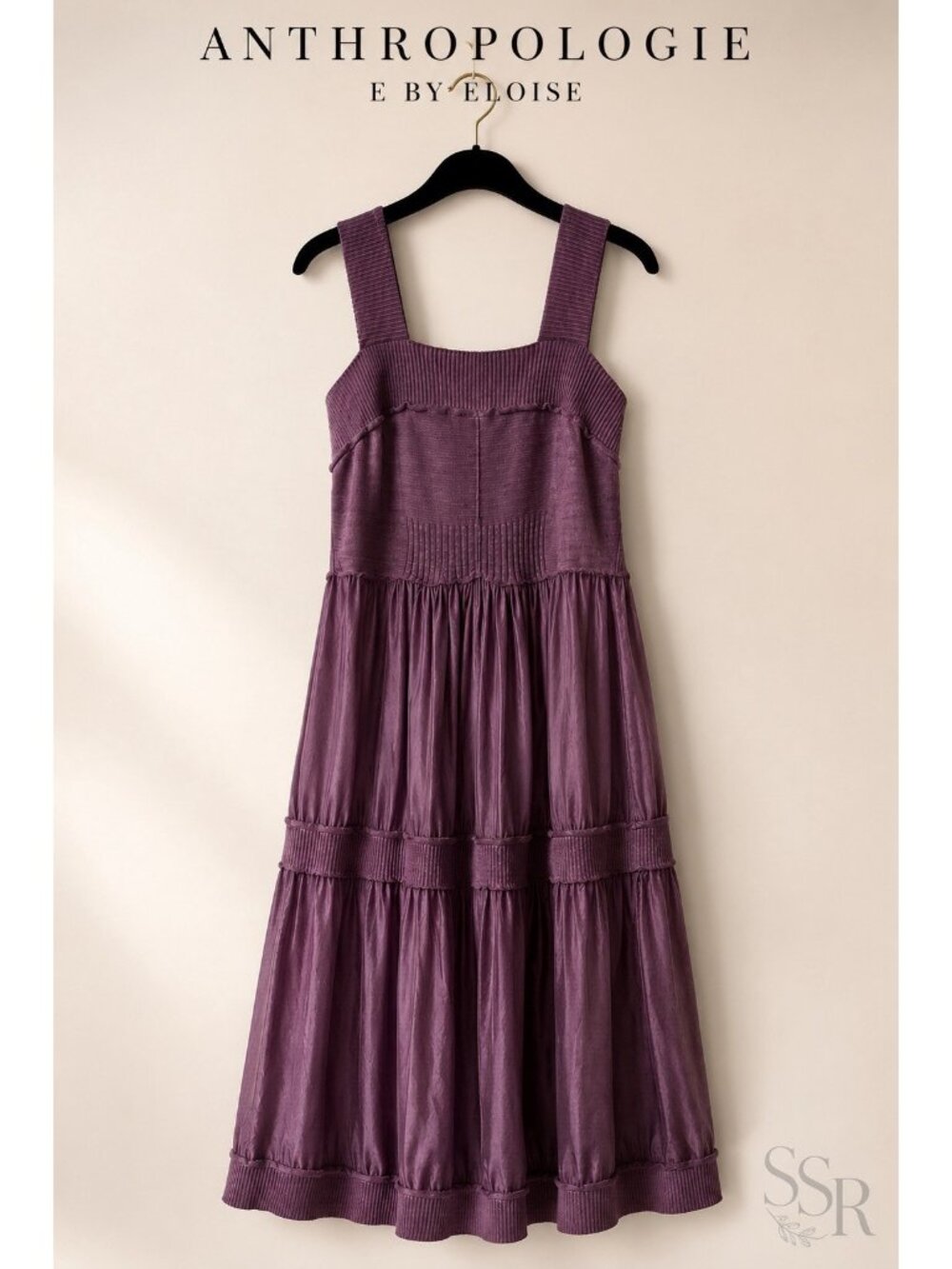 Anthropologie Eloise Silk Sweater Knit Tiered Midi Dress Mauve Purple Square M - Picture 8 of 8